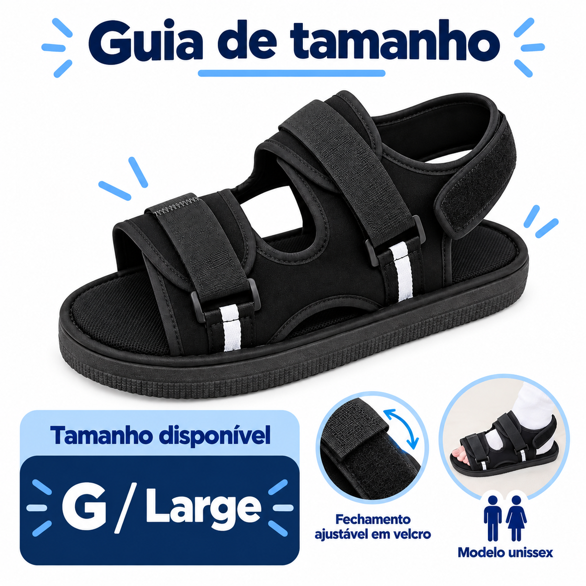 Sandália para Alívio de Pressão no Pé (Offloading) com Velcro – Tamanho G