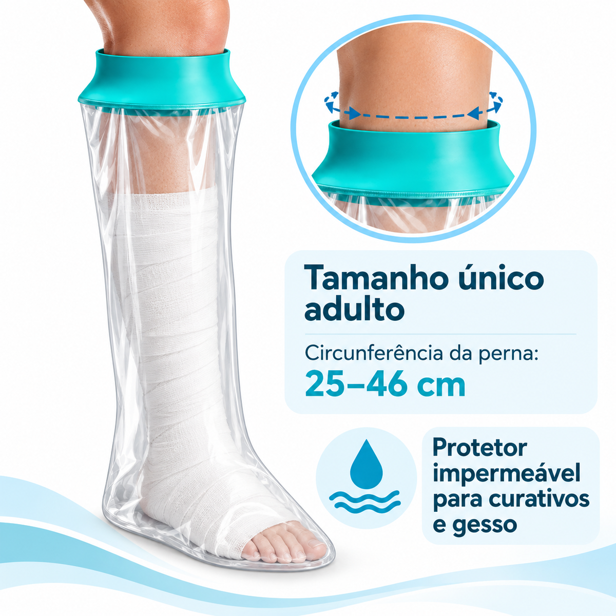 Protetor Impermeável para Curativos e Gesso – Perna Adulto
